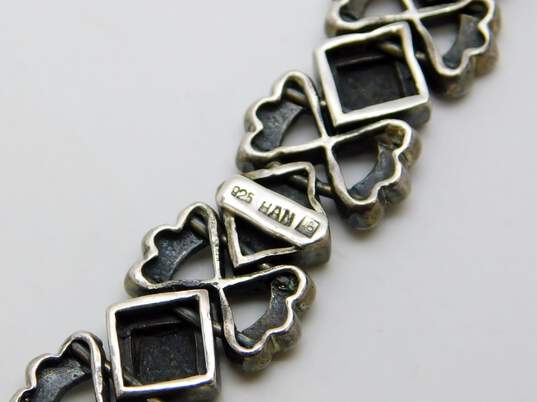 Art Deco Style 925 Sterling Silver Marcasite & Onyx Bracelet 27.1g image number 4