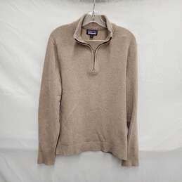 Patagonia MN's Light Brown Cashmere Blend Half Zip Pullover Size M