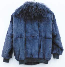 Unbranded Vintage Blue Gray Faux Fur Zip Jacket Men SZ M alternative image