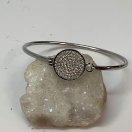 Designer Michael Kors Silver-Tone Crystal Stone Pave Disk Bangle Bracelet