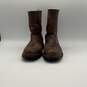Mens Brown Leather Fur Lined Pull-On Square Toe Ankle Western Boots Size 12 image number 1