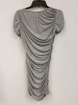Womens Gray Round Neck Short Sleeve Ruched Front Short Mini Dress Size 2 alternative image