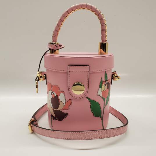 Radley London Kentucky Derby Rose Small Grab Multiway Top Handle Round  Satchel Pink Leather w/ Floral Applique