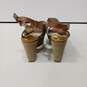 Michael Kors Women's Brown Leather Peep Toe Heeled Platform Sandals Size 8M image number 2