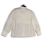 NWT Womens White Mock Neck Long Sleeve Button Front Pleated Blouse Top Sz L image number 2