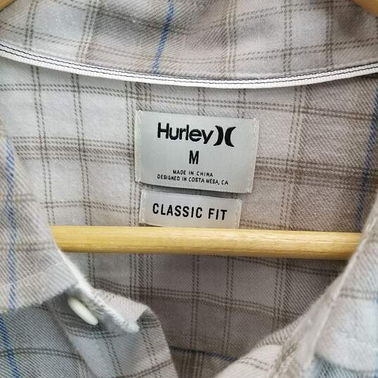 Hurley Men's Gray Plaid Cotton Portland Flannel Button Up Size M image number 3