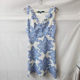 Women's White and Blue Floral Eva Franco Sundress Size 4