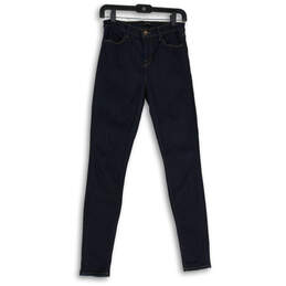 Womens Blue Denim Dark Wash 5-Pocket Design Skinny Leg Jeans Size 26