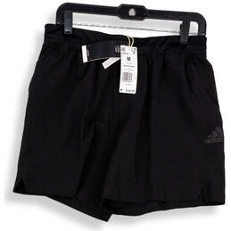 NWT Mens Black Elastic Waist Slash Pocket Pull-On Athletic Shorts Size M