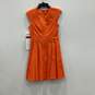 NWT Womens Orange Cap Sleeve V-Neck Back Zip Pleated Fit & Flare Dress Size 2 image number 2