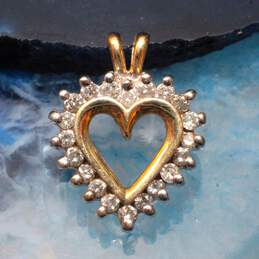 10K Yellow Gold Heart Shaped Pendant W/ Moissanite Accents alternative image