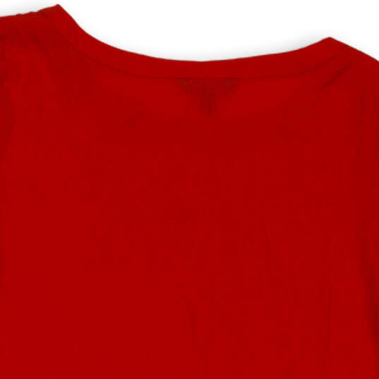 Womens Red Short Sleeve Round Neck Casual Pullover T-Shirt Size Medium image number 4