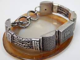 AF 925 Granulated & Dotted Panels Linked Multi Byzantine Chains Toggle Bracelet alternative image