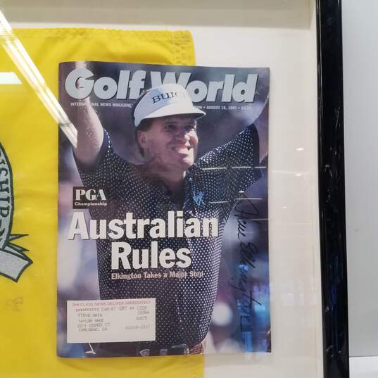 Framed Golf World Magazine & 77th PGA Championship Flag Signed by Steve Elkington image number 3