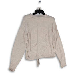 Womens Beige Heather Long Sleeve Drawstring Pullover Sweatshirt Size S alternative image