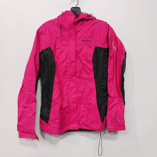 Columbia Women's Pink Cancer Awareness Full Zip Windbreaker Jacket Size S image number 1