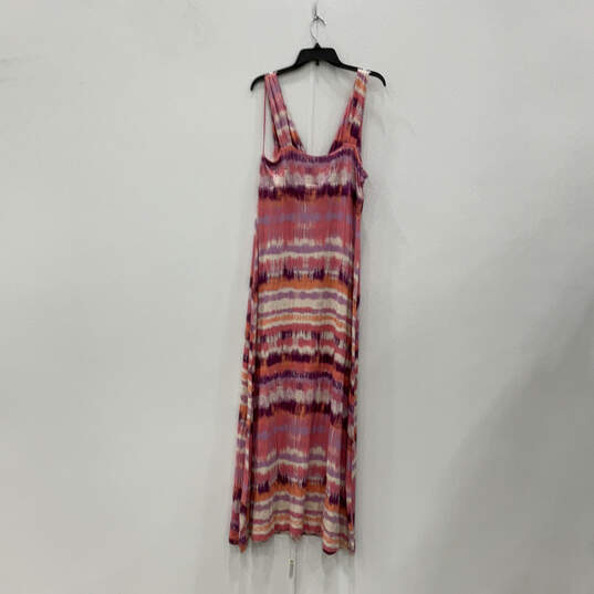 NWT Womens Pink Purple Tie Dye Sleeveless V-Neck Pullover Maxi Dress Sz XL image number 2