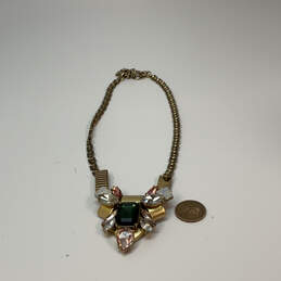 Designer J. Crew Gold-Tone Link Chain Crystal Stone Pendant Necklace alternative image