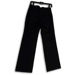 Womens Black Flat Front Slash Pockets Straight Leg Dress Pants Size 2R alternative image