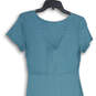 NWT Womens Blue Ribbed Short Sleeve Tie Neck Maxi Dress Size Medium image number 4