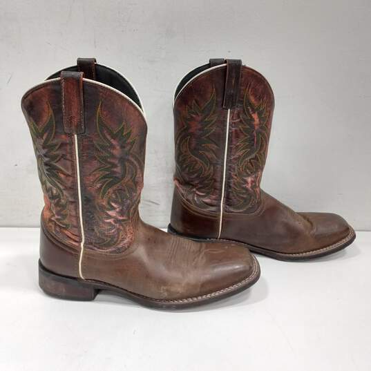 Laredo Embroidered Boots Leather Pull On Western Style Boots Size 11D image number 4