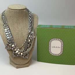 Designer Stella & Dot Silver-Tone Rhinestone Statement Necklace With Box