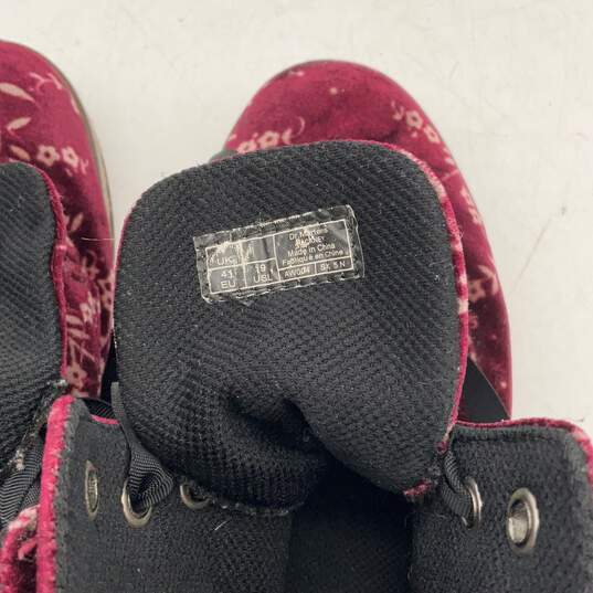 Dr. Martens Womens Hackney Burgundy Floral Lace-Up Ankle Combat Boots Size 9 image number 7