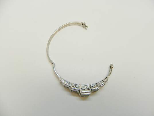 Sterling Silver 0.57 CTTW Dimond Pave Tiered Bangle Bracelet 23.1g image number 2