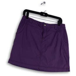 Womens Purple Flat Front Regular Fit Stretch Pockets Skort Skirt Size 6