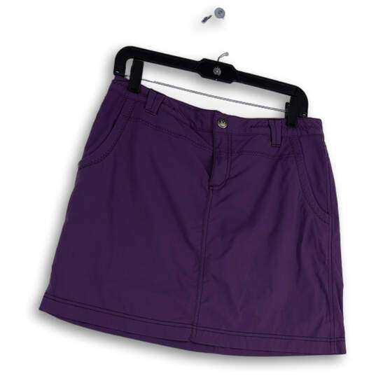 Womens Purple Flat Front Regular Fit Stretch Pockets Skort Skirt Size 6 image number 1