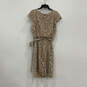 Womens Brown Floral Lace Back Zip Overlay Knee Length Blouson Dress Size 14 image number 2