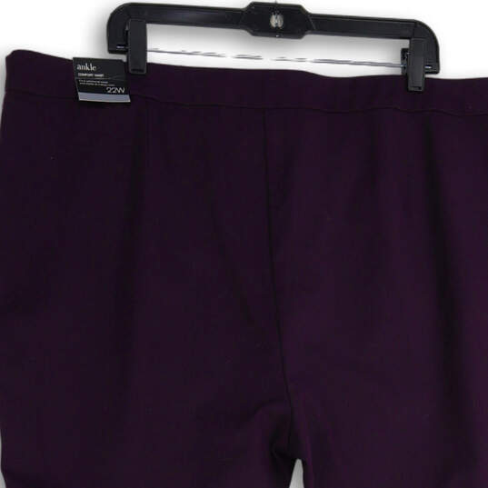 NWT Womens Purple Flat Front Comfort Waist Pull-On Ankle Pants Size 22W image number 4