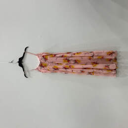 Womens Pink Floral Print Spaghetti Strap Back Zip Maxi Dress Size 2 alternative image