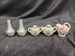 Vintage Hand Painted and Pewter Salt and Pepper Shakers