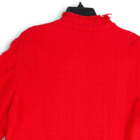 NWT Womens Red Long Sleeve Cut Out Pocket Open Front Cardigan Sweater Sz 3 image number 4