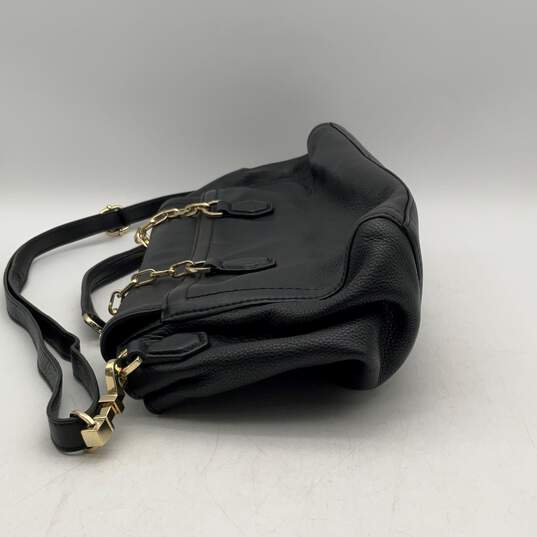 Tory Burch Womens Black Leather Adjustable Strap Flap Crossbody Handbag image number 3
