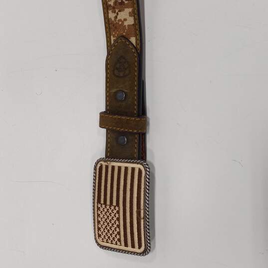 Ariat Leather Belt w/ American Flag Buckle Boy's Size 24 image number 2