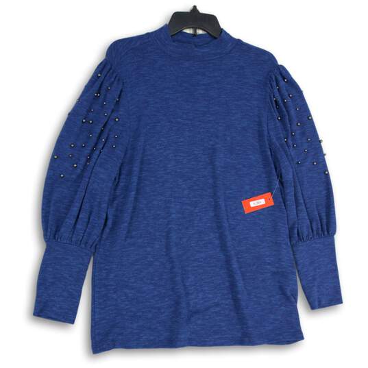 NWT Molly Isadora Womens Blue Round Neck Long Sleeve Pullover Sweater Size 1X image number 2