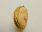 Vintage 14K Yellow Gold Carved Shell Cameo Pendant Brooch 6.3g image number 3