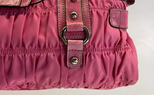 GUESS Pink Nylon Leather Pleated Satchel Bag image number 5