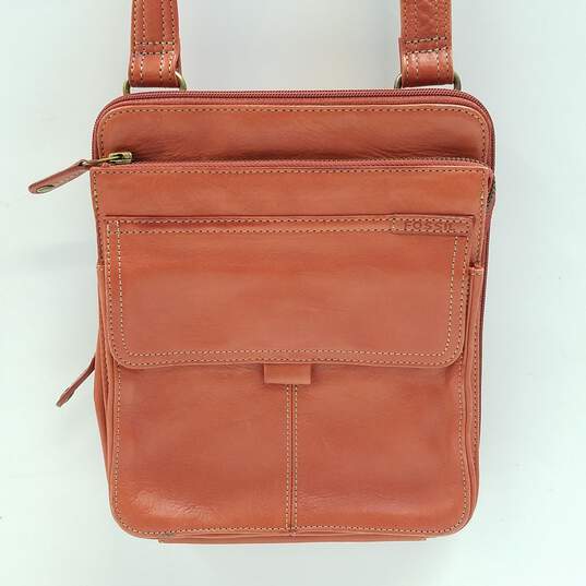Fossil Leather North South Crossbody Terracotta image number 2