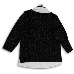 Womens Black White Long Sleeve Collared Layered Pullover Sweater Size M alternative image