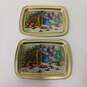 Pair of Painted Tin Trays Featuring Art by Colad image number 1