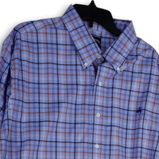 NWT Mens Blue Plaid Regular Fit Collared Long Sleeve Button-Up Shirt Sz 2XL image number 1