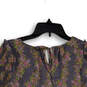 NWT Womens Gray Purple Floral Long Puff Sleeve Pullover Blouse Top Size S image number 4