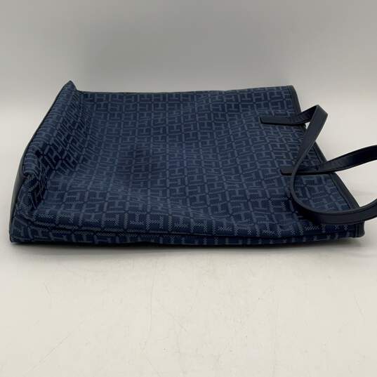 Tommy Hilfiger Womens Navy Blue Signature Print Leather Handle Tote Handbag image number 4