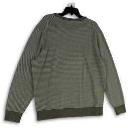 Mens Green Striped Knitted Long Sleeve Crew Neck Pullover Sweater Size XL alternative image