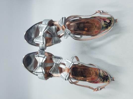 Ted Baker Silver Bow Sandals Women's 10 image number 6