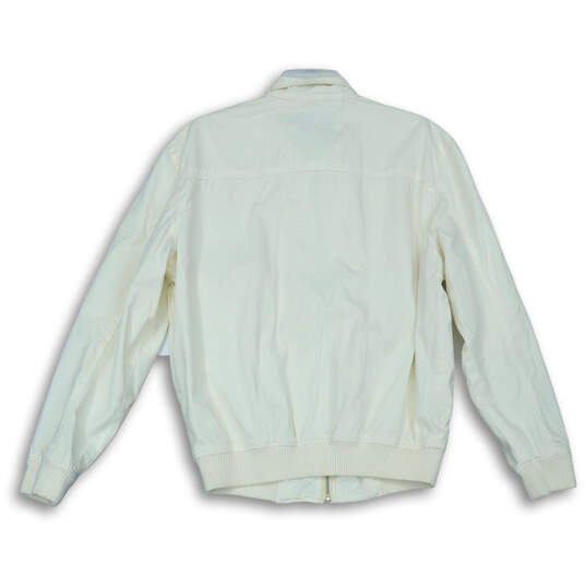 Womens Cream Long Sleeve Front Pockets Full-Zip Bomber Jacket Size Medium image number 2