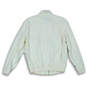Womens Cream Long Sleeve Front Pockets Full-Zip Bomber Jacket Size Medium image number 2